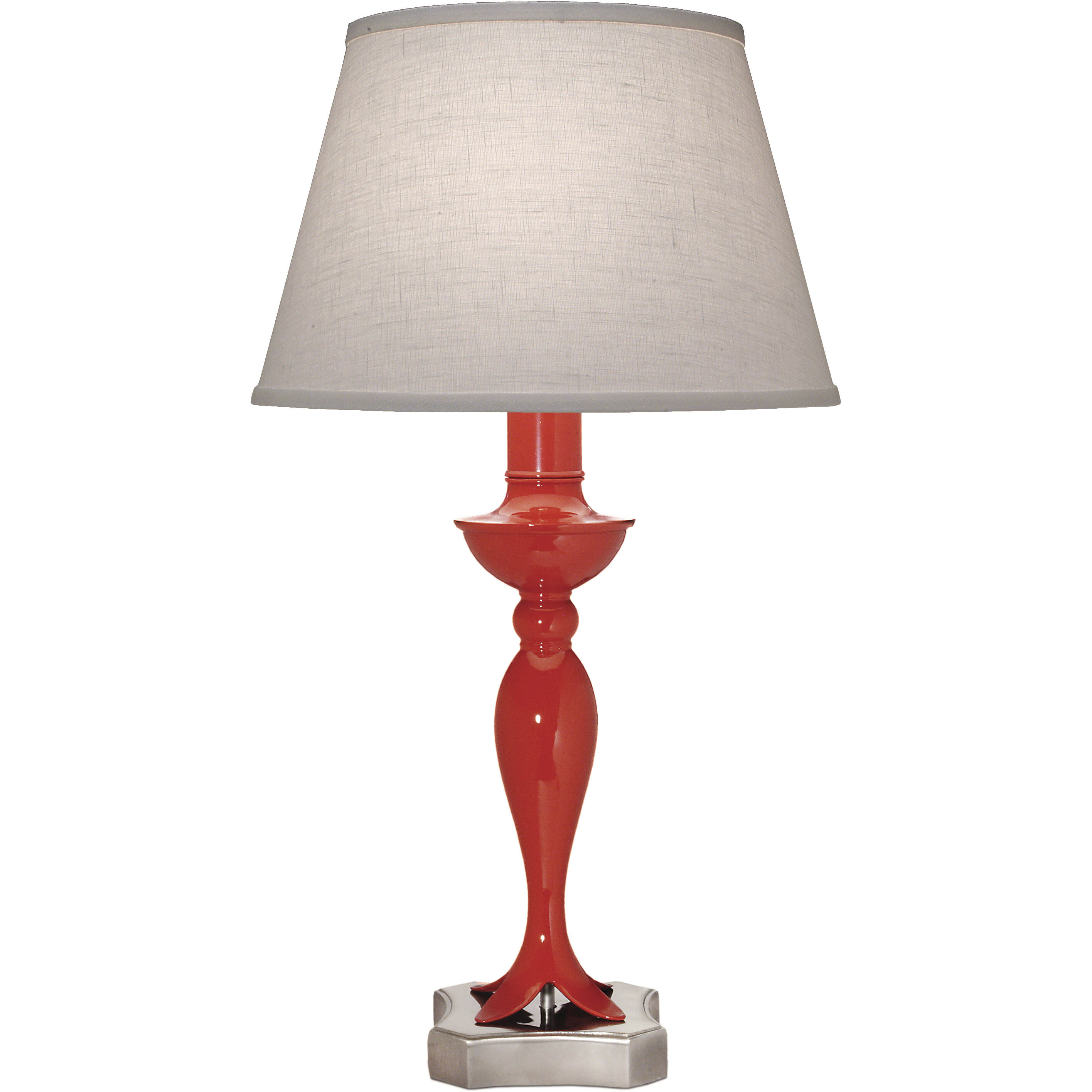 Ellie 27 inch 150 watt Gloss Red and Satin Nickel Table Lamp Portable Light