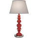 Ellie 27 inch 150 watt Gloss Red and Satin Nickel Table Lamp Portable Light