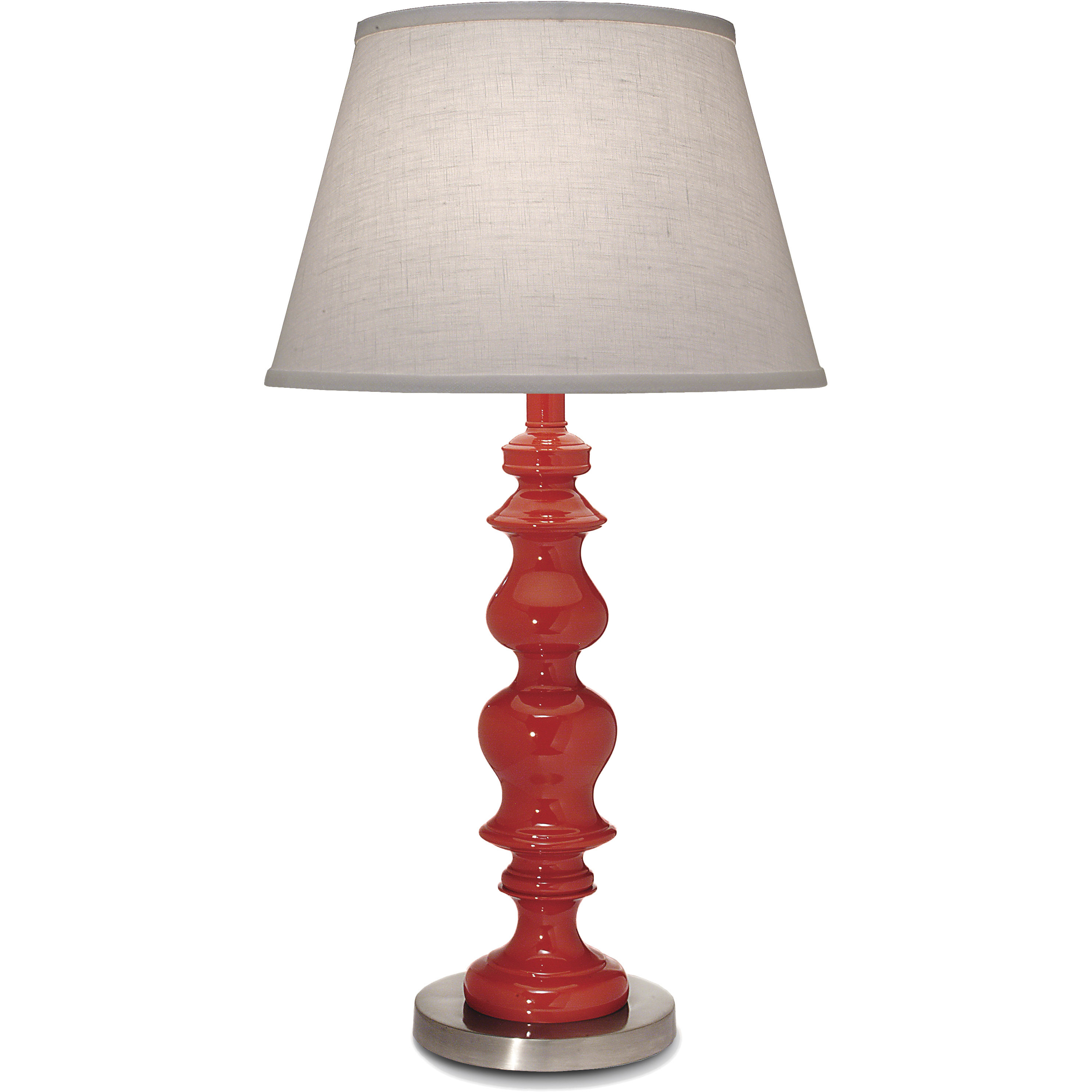 Ellie 27 inch 150 watt Gloss Red and Satin Nickel Table Lamp Portable Light